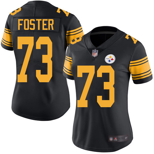 Women Pittsburgh Steelers Football 73 Limited Black Ramon Foster Rush Vapor Untouchable Nike NFL Jersey